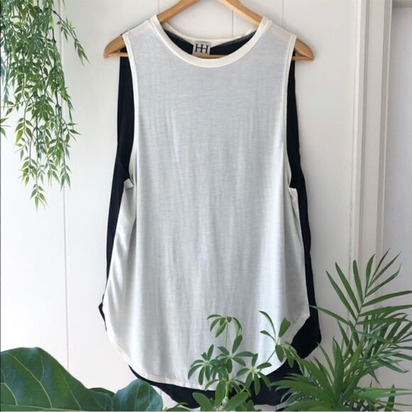 Haute Hippy Hi Low Sheer Back Tank Black - Picture 1 of 5